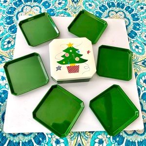 Coaster Set by Mikasa Japan Vintage Christmas Tree